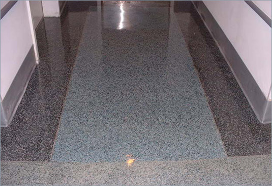 Decorative, seamless flooring contractors close up